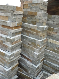 China Rustic Brown Slate Culture Stone Split Face Exposed Corner Stone,Stacked Stone Veneer Loose Stone