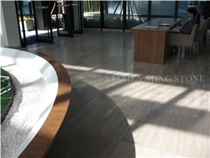 China White Wooden Vein Marble Hotel Lobby Tile Machine Cutting, Serpeggiante Wood Grain Tiles Interior Lobby Walling Pattern