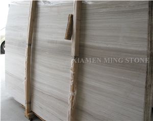 China White Wooden Vein Marble Hotel Lobby Tile Machine Cutting, Serpeggiante Wood Grain Tiles Villa Interior Walling Pattern Straight Vein