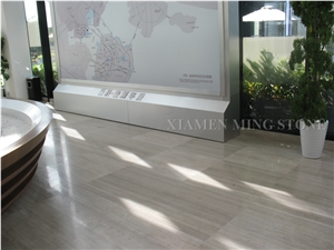 China White Wooden Vein Marble Machine Cutting Floor Tiles,Serpeggiante Wood Grain Tiles Villa Interior Walling Pattern