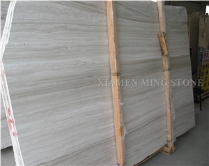 China White Wooden Vein Marble Machine Cutting Floor Tiles,Serpeggiante Wood Grain Tiles Villa Interior Walling Pattern