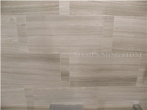 China White Wooden Vein Marble Machine Cutting Tiles, China Serpeggiante Wood Grain Tiles Villa Interior Walling Pattern