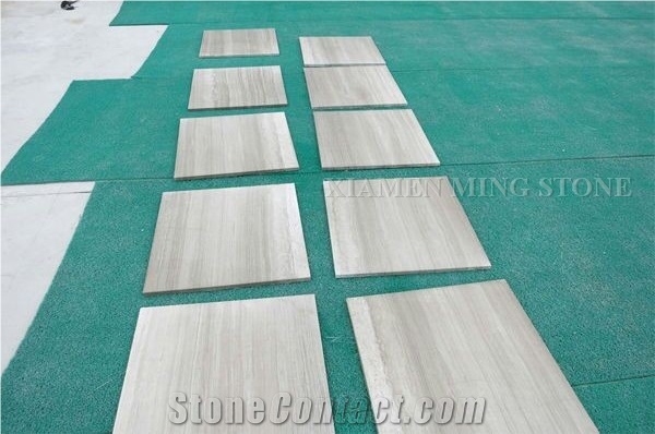 China White Wooden Vein Marble Tiles Machine Cut, China Serpeggiante Wood Grain Slabs Villa Interior Wall Cladding,Bathroom Floor Paving