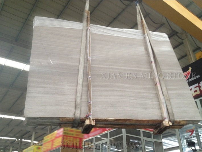 China White Wooden Vein Marble Tiles Machine Cut, China Serpeggiante Wood Grain Slabs Villa Interior Wall Cladding,Floor Covering Pattern