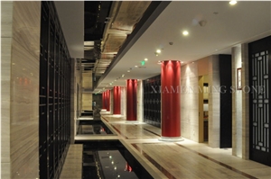 China White Wooden Vein Marble Walling Tile Hotel Lobby, Serpeggiante Wood Grain Tiles Villa Interior Walling Pattern