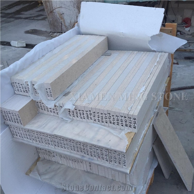 Cream Rose Limestone Honed Stairs for Floor Stepping,Beige Sea Shell Coral Stone Risers Interior Building Stone
