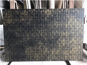 Cultured Brick Surface Royal King Black Marble Slabs,Classic Nero Ink Marble Tile Panel for Wall Cladding Floor Covering Customized