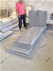 Customzied Design Viscont White Granite Western Tombstone,White Juparana Grey Wave Vein Viskont Monuments Gravestone
