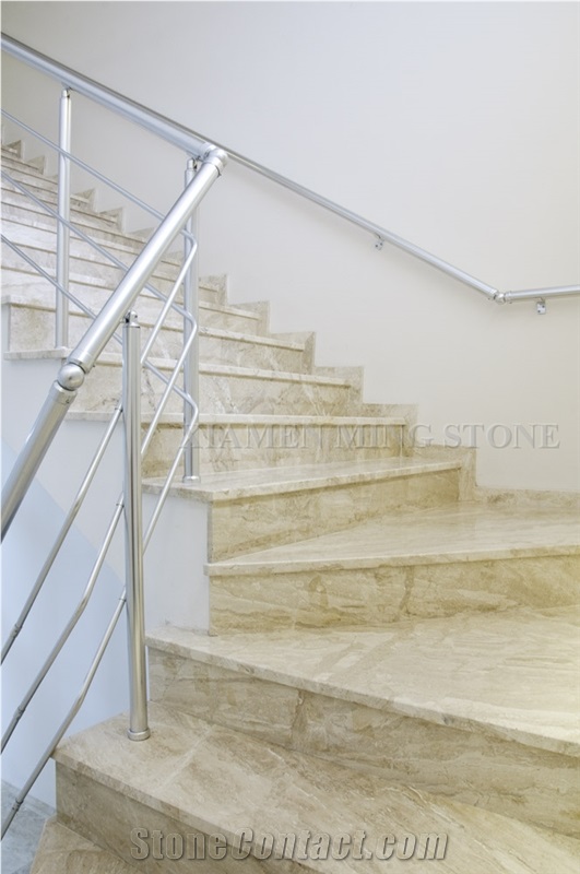 Diana Royal Beige Marble Interior Villa Staircase for Floor Stepping,Cream Impero Reale Marble Riser
