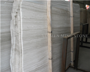 Discount White Wooden Vein Marble Slabs Machine Cut, China Serpeggiante Wood Grain Tiles Villa Interior Wall Cladding,Floor Covering Pattern