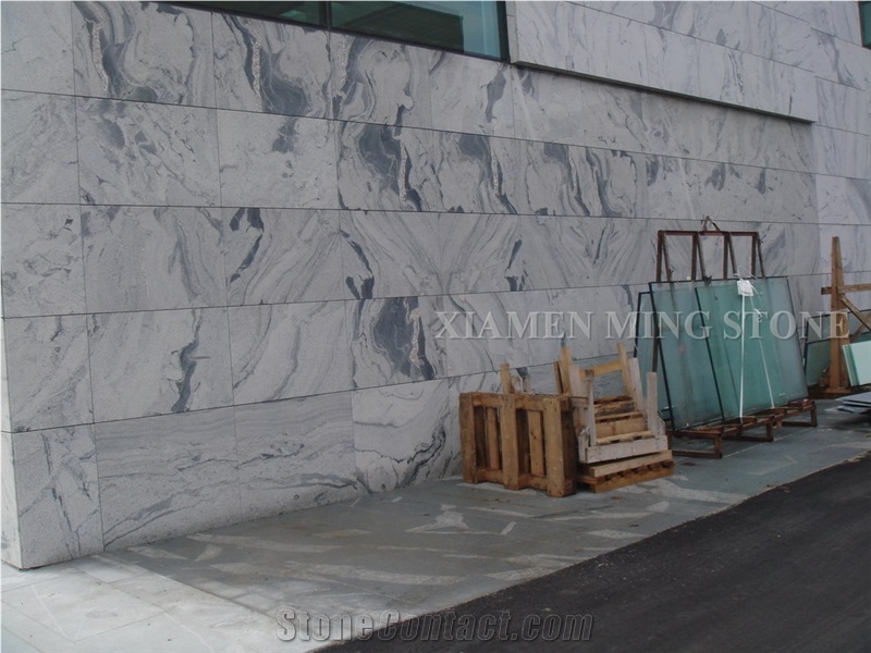 Factory Price China Viscont White Granite Tile Panel Slabs Tile,Shanshui Landscaping White Granite Machine Cut Building Wall Cladding