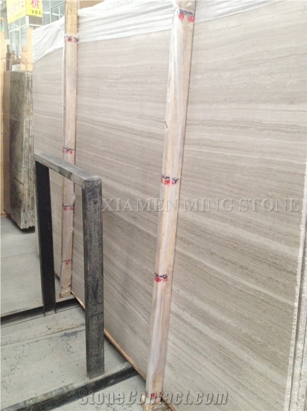 Factory Price White Wooden Vein Marble Slab Machine Cut, China Serpeggiante Wood Grain Tiles Villa Interior Wall Cladding,Floor Covering Pattern