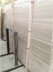 Factory Price White Wooden Vein Marble Slab Machine Cut, China Serpeggiante Wood Grain Tiles Villa Interior Wall Cladding,Floor Covering Pattern