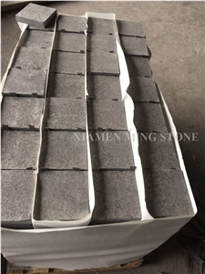 G684 China Black Basalt Flamed Cube Stone Brick Pavers for Landscaping Walkway Pattern,Nero Basalto Cobble Exterior Floor Paving