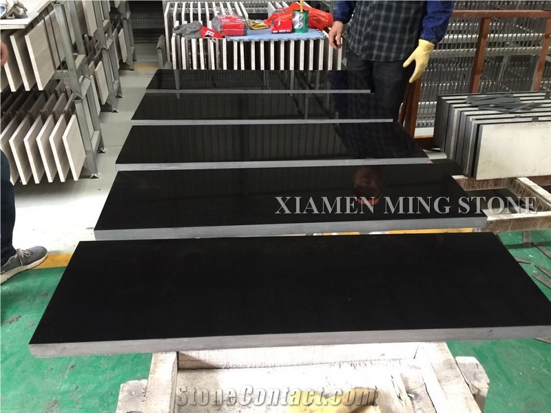 High Polished Royal King Pure Black China Marble Slab Tiles Machine Cut Panel,Classic Nero Ink Marble Panel for Hotel Floor Covering