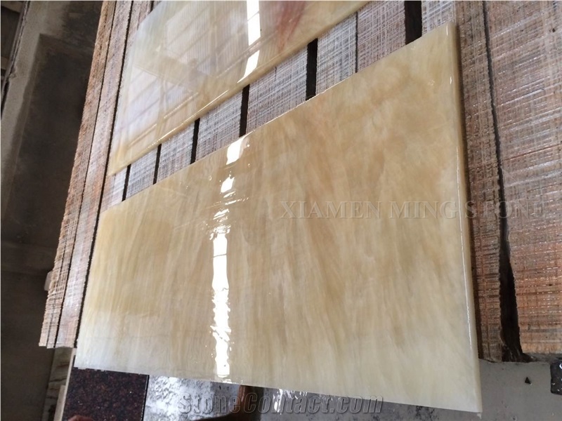 Honey Onyx Transulent Polished Reception Table Bar Top,China Beige Onyx Tabletops