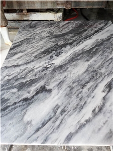 Ocean Wave Cloudy China Shanshui White Marble Polished Slabs,Machine Cutting Tile Panel for Hotel Walling,Floor Paving Pattern