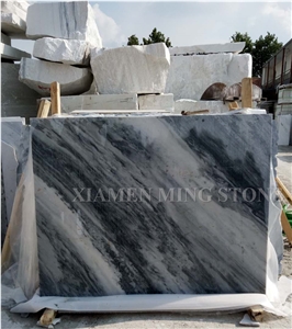 Ocean Wave Cloudy China Shanshui White Marble Polished Slabs,Machine Cutting Tile Panel Walling,Floor Paving Pattern