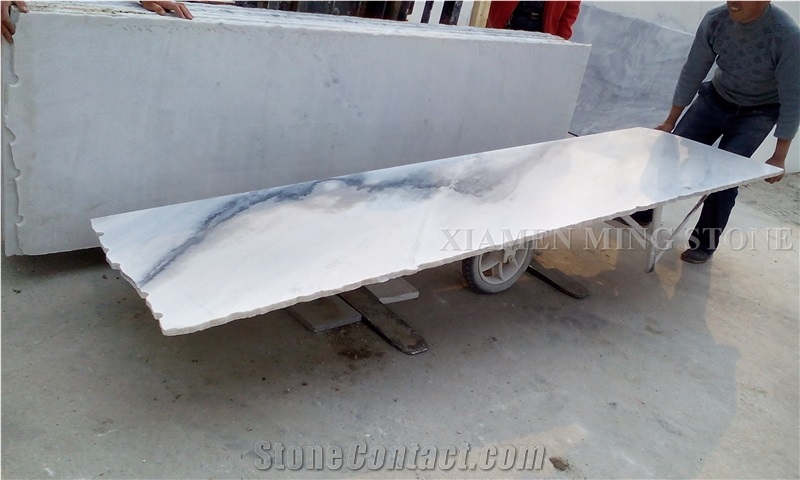 Ocean Wave Cloudy White China Marble Polished Slabs,Machine Cutting Tile Panel for Hotel Walling,Floor Paving Pattern