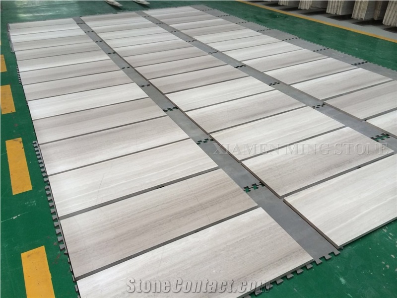 Packing Show White Wooden Vein Marble Machine Cut Tiles, China Serpeggiante Wood Grain Slab Cutting Tiles Villa Interior Wall Cladding,Floor Covering Pattern