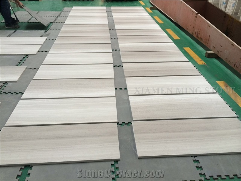 Packing Show White Wooden Vein Marble Slabs, China Serpeggiante Wood Grain Machine Cut Tiles Interior Walling,Floor Covering Pattern