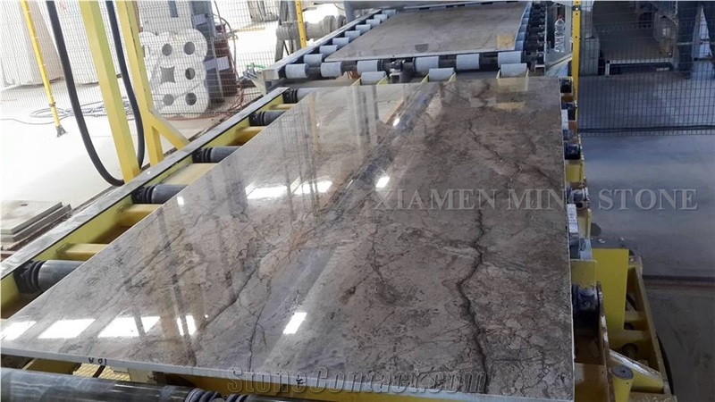 Silver River Marble Polished Grey Marble with Brown Veins Slab Tile,Machine Bookmatch Vein Cut Panel Floor Covering,Hotel Walling