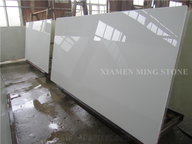 Solid Surface Artificial Thassos White Stone Crystallized Glass Nano for Building Interior Wall Cladding,Floor Covering Pattern,Machine Cut to Size