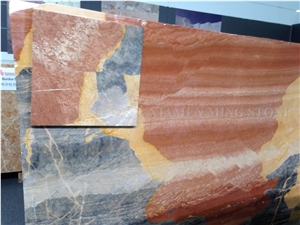 Sunset Gold Rust Marble Polished Slabs,Machine Cut Panel Tile for Hotel Lobby Floor Covering,Walling,Paving Pattern Marble Sheet
