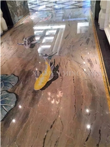 Tiger Skin Waterjet Beige Black Marble Medallions Pattern Floor Paving Interior Stone,Hotel Carpet Medallions