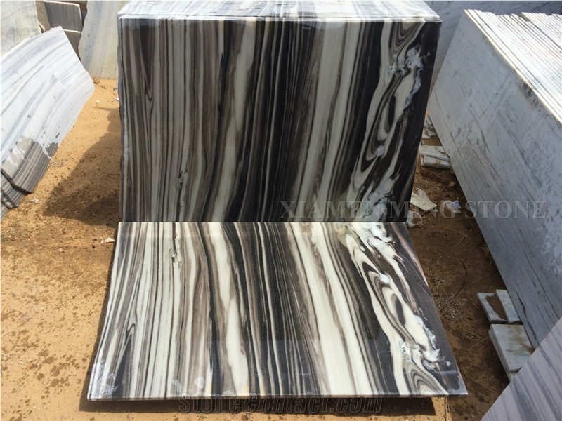 Venice Wave Straight Vein Brown Marble Polished Slab For Hotel