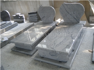 Viscont White Polished Granite Polish Tombstone/ Juparana Grey Vein Viskont Monuments Gravestone