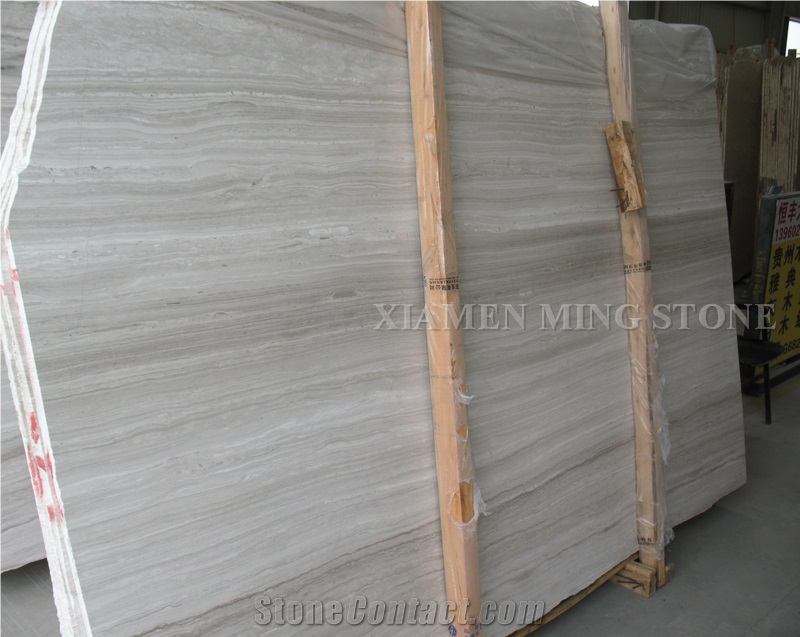 White Wooden Vein Marble Diamond Wire Saw Cutting Block, China Serpeggiante Wood Grain Block