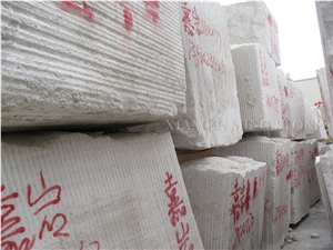 White Wooden Vein Marble Diamond Wire Saw Cutting Block, China Serpeggiante Wood Grain Marble Rock