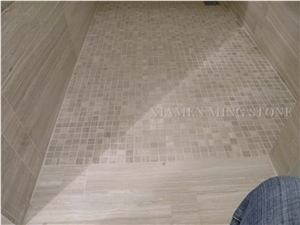 White Wooden Vein Marble Machine Cutting Moisaic Bathroom Floor Paving Tiles, Serpeggiante Wood Grain Tiles Villa Interior Wall Cladding Polished