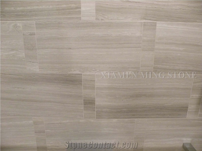 White Wooden Vein Marble Machine Cutting Moisaic Bathroom Floor Paving Tiles, Serpeggiante Wood Grain Tiles Villa Interior Wall Cladding Polished
