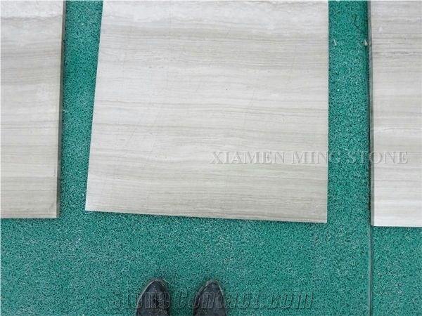 White Wooden Vein Marble Machine Cutting Tiles, China Serpeggiante Wood Grain Tiles Villa Interior Bathroom Wall Cladding,Floor Paving