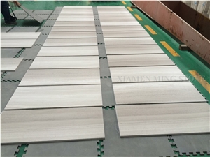 White Wooden Vein Marble Slabs Machine Cut, China Serpeggiante Wood Grain Tiles Villa Interior Wall Cladding,Floor Covering Pattern
