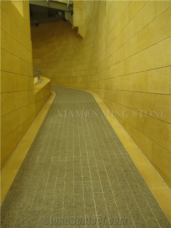 Yellow Limestone Coral Stone Interior Lobby Column Interior