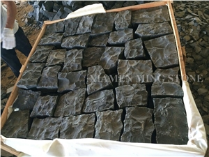 Zhangpu Black Basalt Irregular Basalt Split Face Cube Stone Pavers,Cobble Exterior Stone Garden Floor Paving