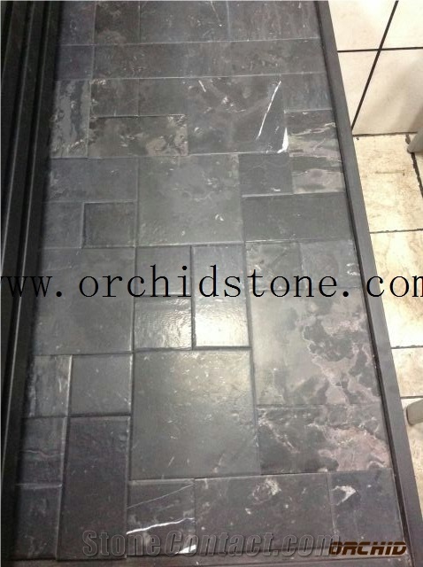 Black Limestone Flooring Paver,Flooring Tiles,Slabs,Wall Cladding Tiles,French Patterns Covering,Black Coral Tiles,Shell Stones