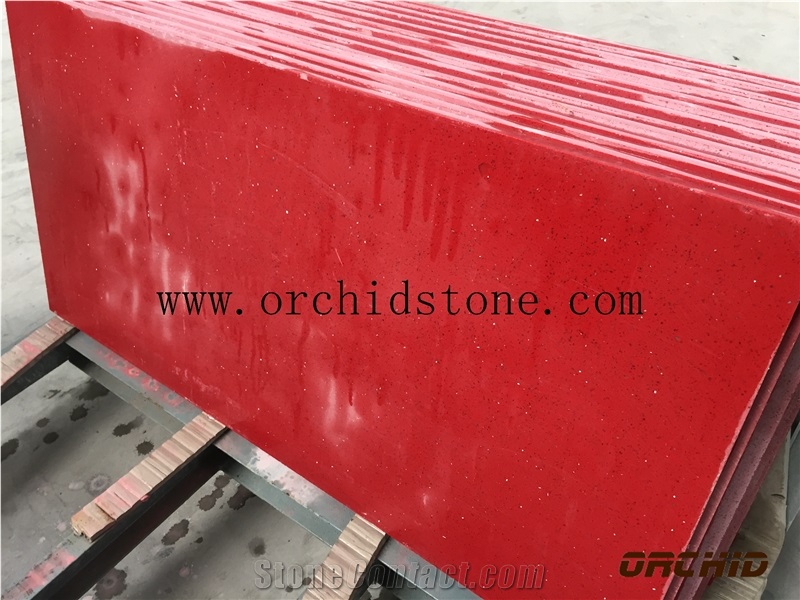 Crystal Red Quartz Slabs/ High Quality Quartz/ Engineered Quartz Stone Slab &Tiles / Artificial Stone/ Solid Surface
