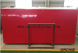 Pure Red Quartz Stone Slabs,Plain Red Quartz Surface Slabs,Solid Surface,Engineered Stone