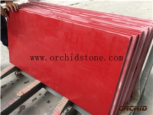 Red Crystal Quartz Stone Slab,Engineered Stone Slab,Artificial Stone,Solid Surface Top,Silestone