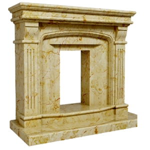 Beige Marble Fireplace Surround, Fireplace Mantel