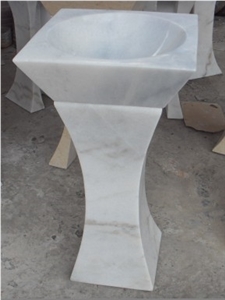Beige Marble Sinks Beige Limestone Pedestal Basin for Bathroom