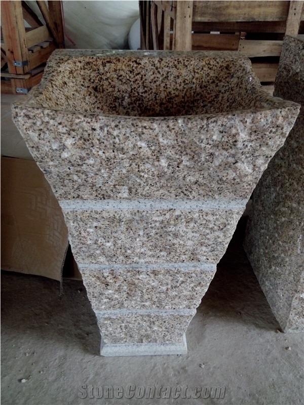 Belgium Gray Pedestal Sink, Pedestal Wash Vessel for Bathroom Use