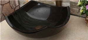 Black Granite Irregular Basin/ Black Polished Bathroom Sink/ Handmade Wash Bowl