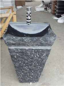 Black Marble Farm Basins Nero Marquina Pedestal Basin for Bathroom Sink