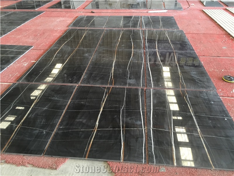 Black Marble Luarent Gold Marble Tiles for Project Use, Wall Covering ...