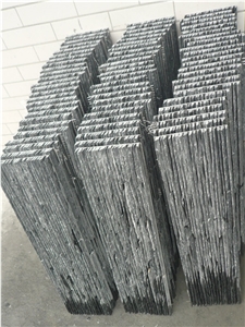 Black Slate Wall Stone, Water Line Finish Landscaping Stones 2cm for Exterior Wall